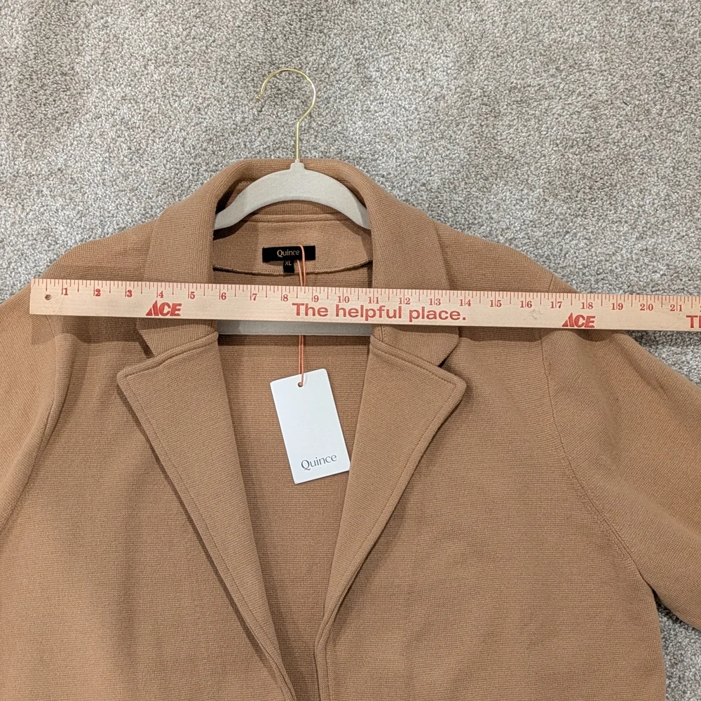 NWT Quince 100% Organic Cotton Women's Tan Open-Front Blazer - Picture 5 of 6
